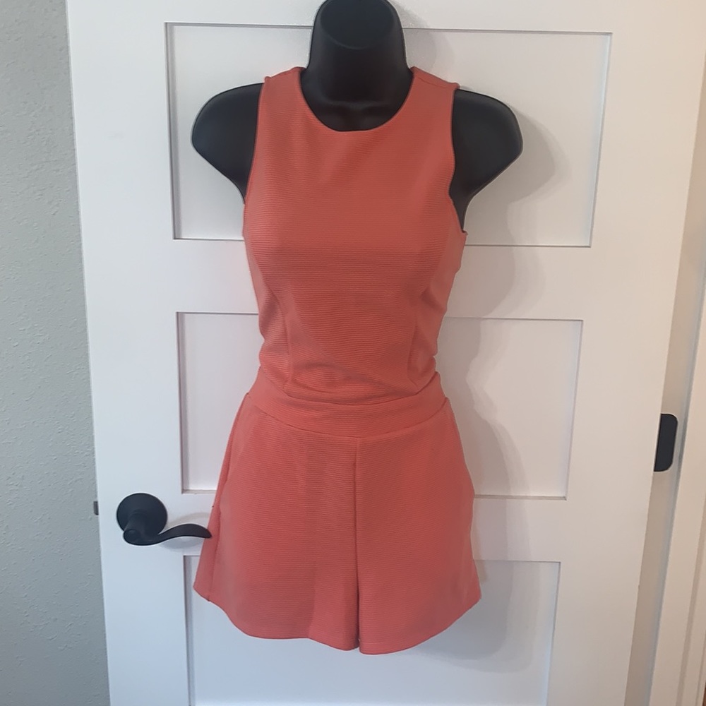 Coral Racerback Romper Small Stretchy & Comfy